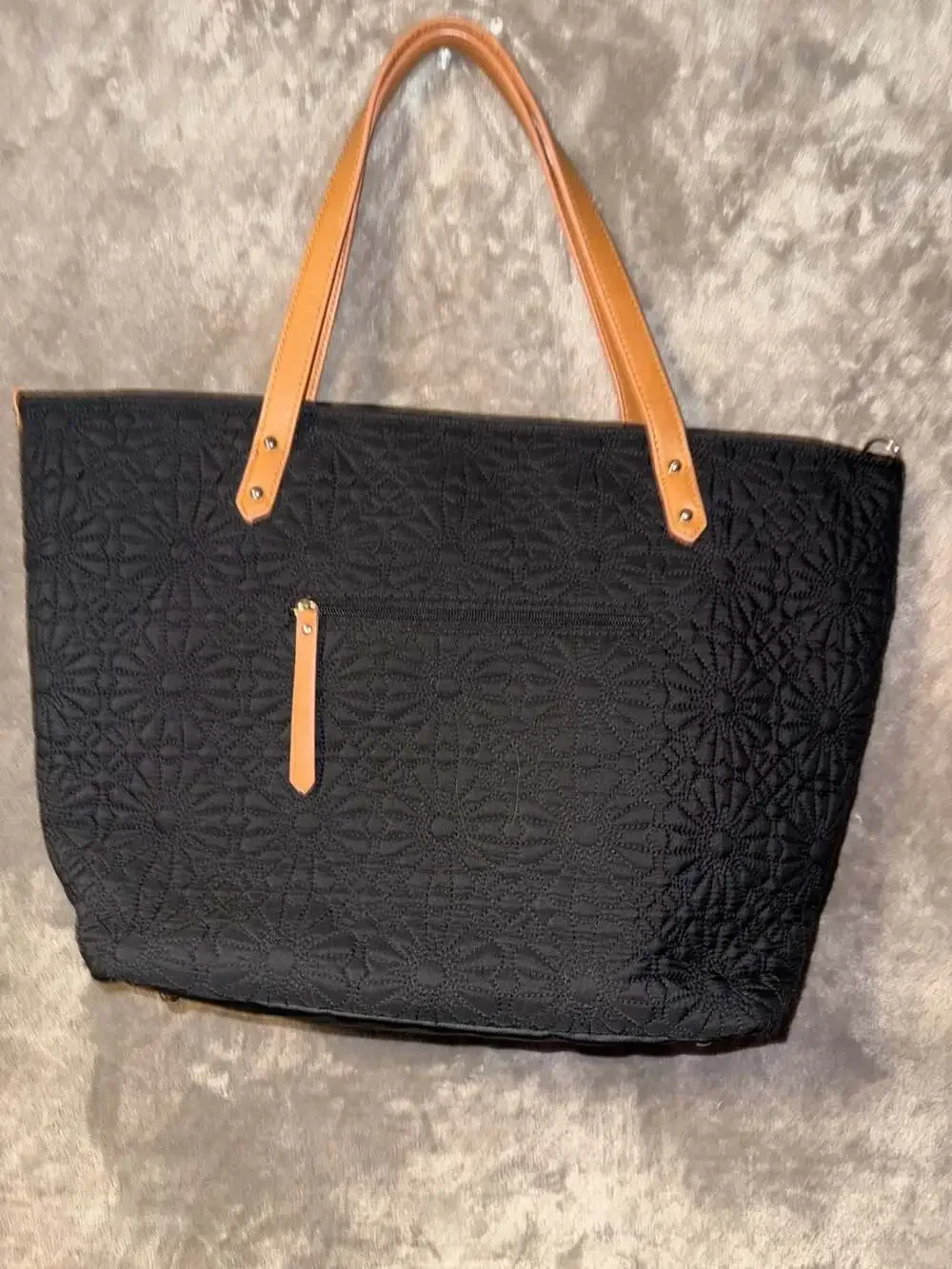 Petunia Pickle Bottom Black Quilted Tote Bag